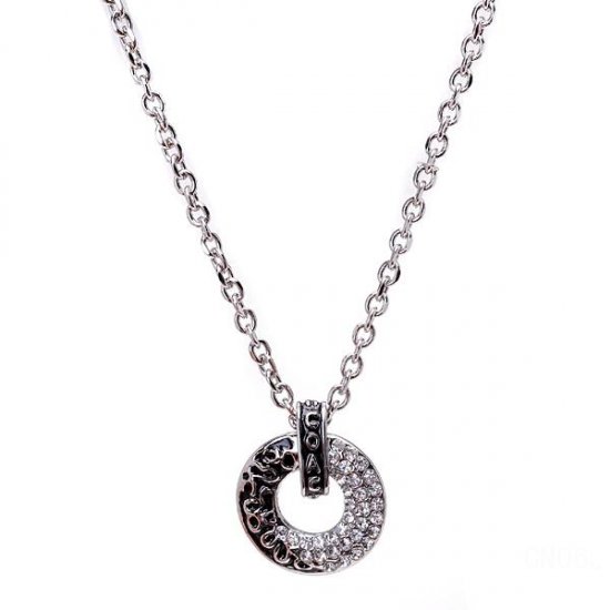 Coach Logo Circle Silver Necklaces CYF | Women